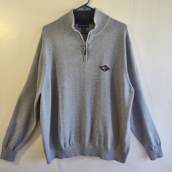 Vintage Lands End Men's 1/4 Zip Pullover Retro Embroidered Tennis Size 46-48 XL - Picture 2 of 7